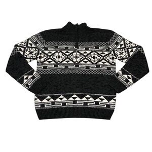 NWT Amongst Others Sweatee Size XL Black Tribal Fairisle